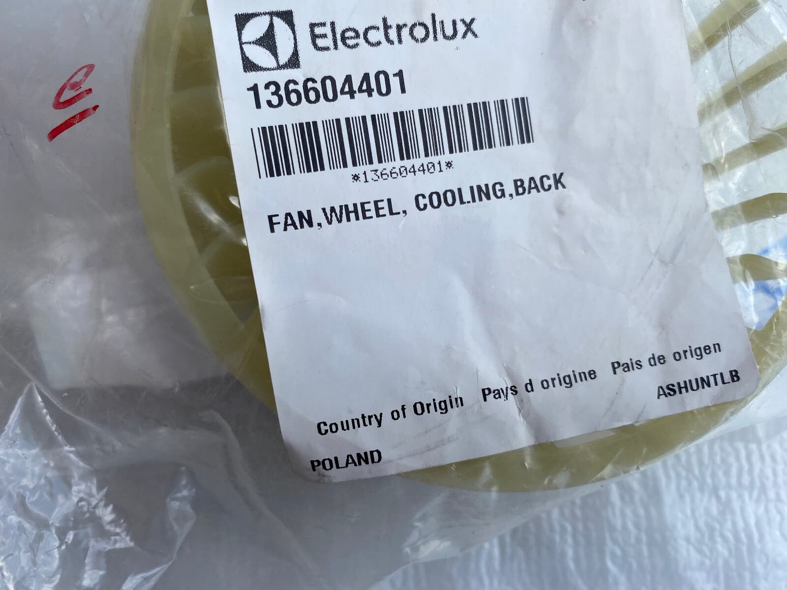 New Genuine Frigidaire Dryer Blower Wheel 136604401 — thumbnail 3