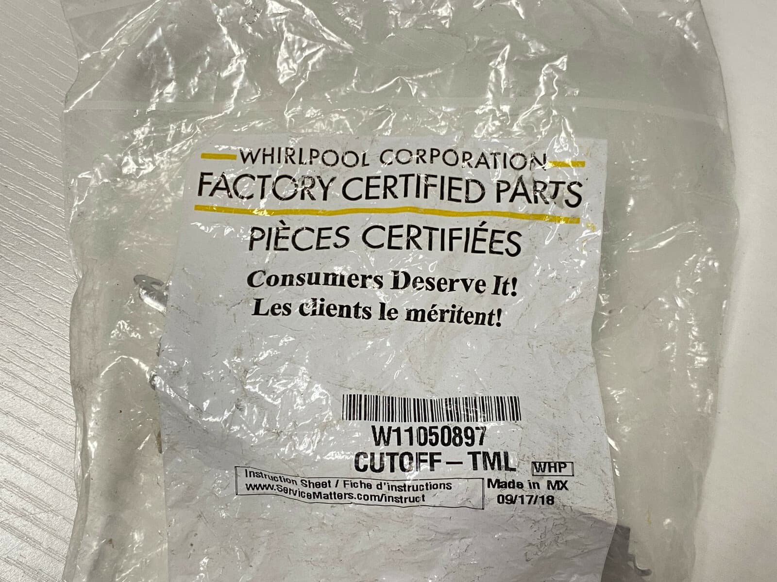 New Genuine  Whirlpool Dryer Thermal Cut-Off Fuse Kit W11050897 — thumbnail 2