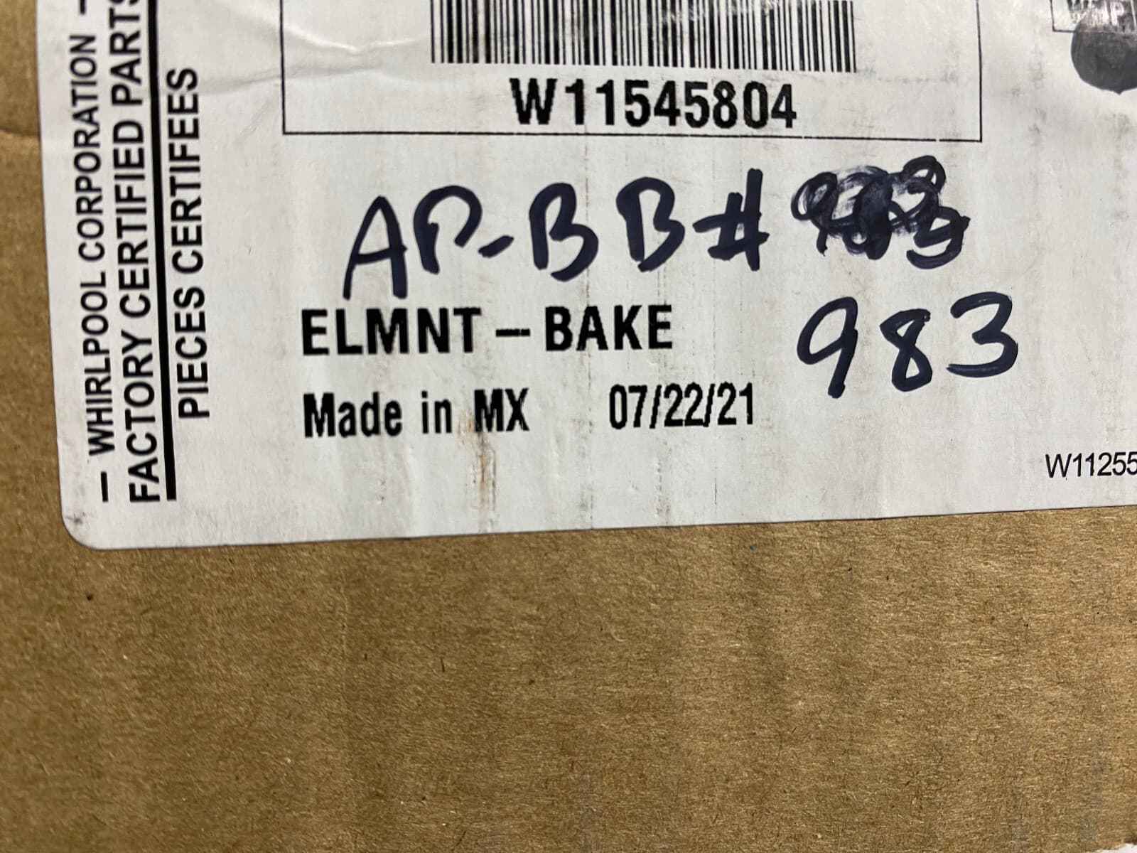 New Genuine OEM Whirlpool Oven Range Bake Element 2800W W11545804 — thumbnail 2