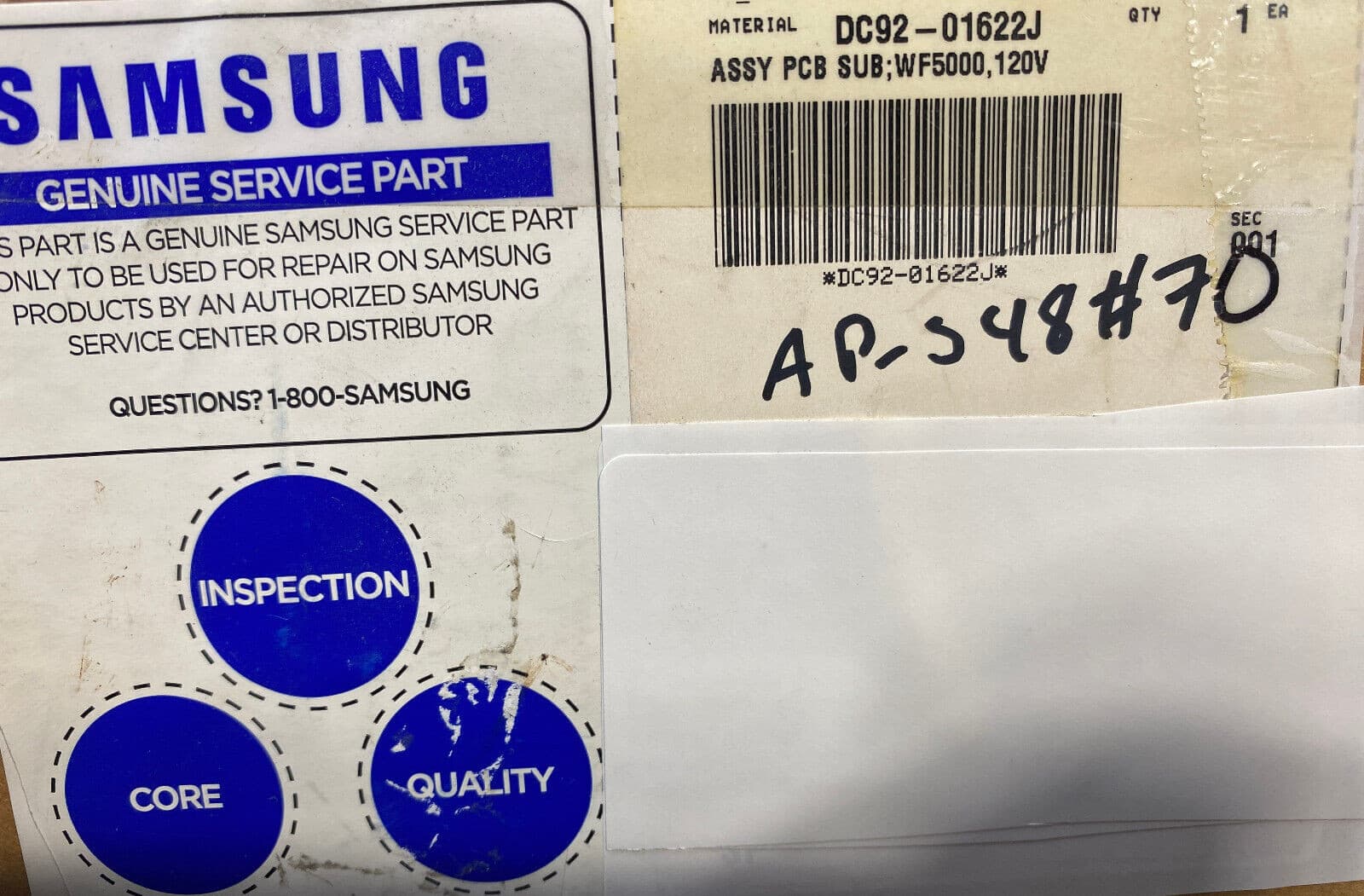 New Genuine OEM Samsung Washer User Control & Display Board DC92-01622J — thumbnail 5