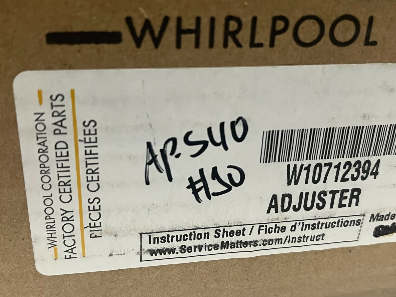 W10712394  NEW Genuine OEM Whirlpool Dishwasher Adjuster Kit — thumbnail 6