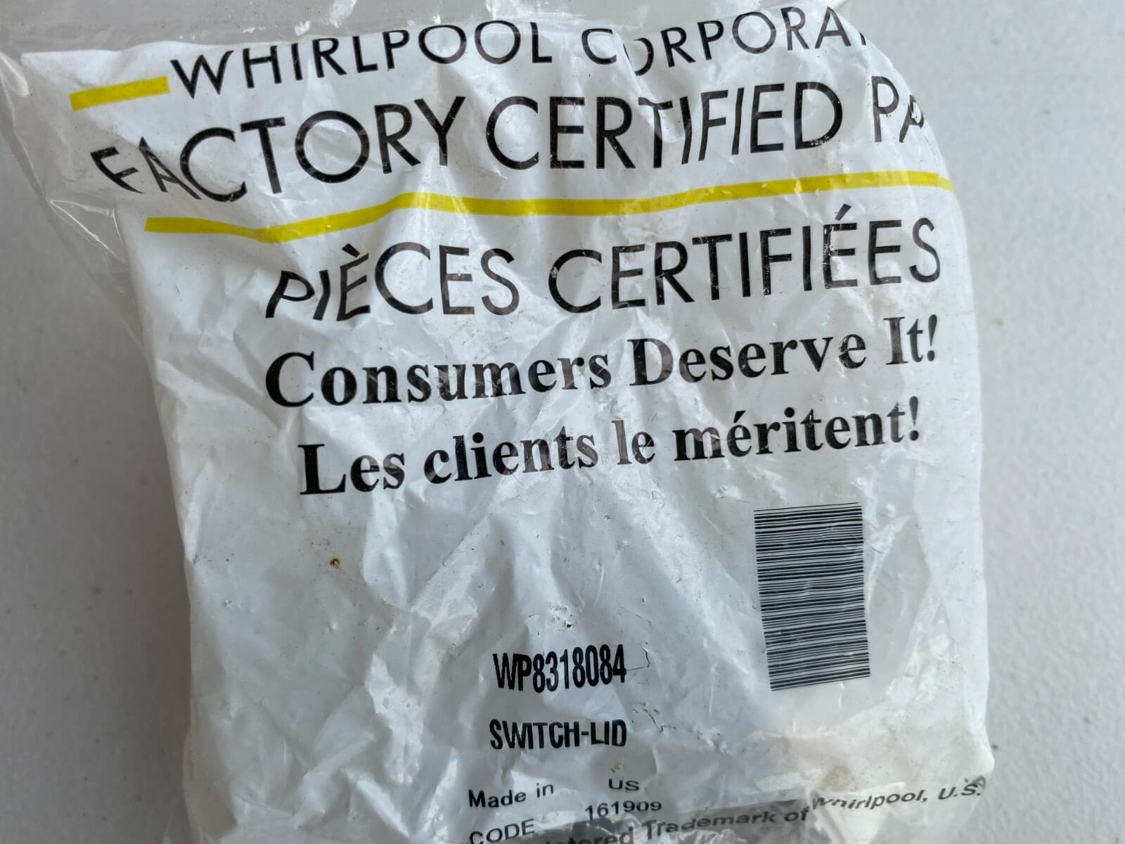 NEW Genuine OEM Whirlpool Washer Lid Switch  WTW5540SQ0	WP8318084 — thumbnail 6