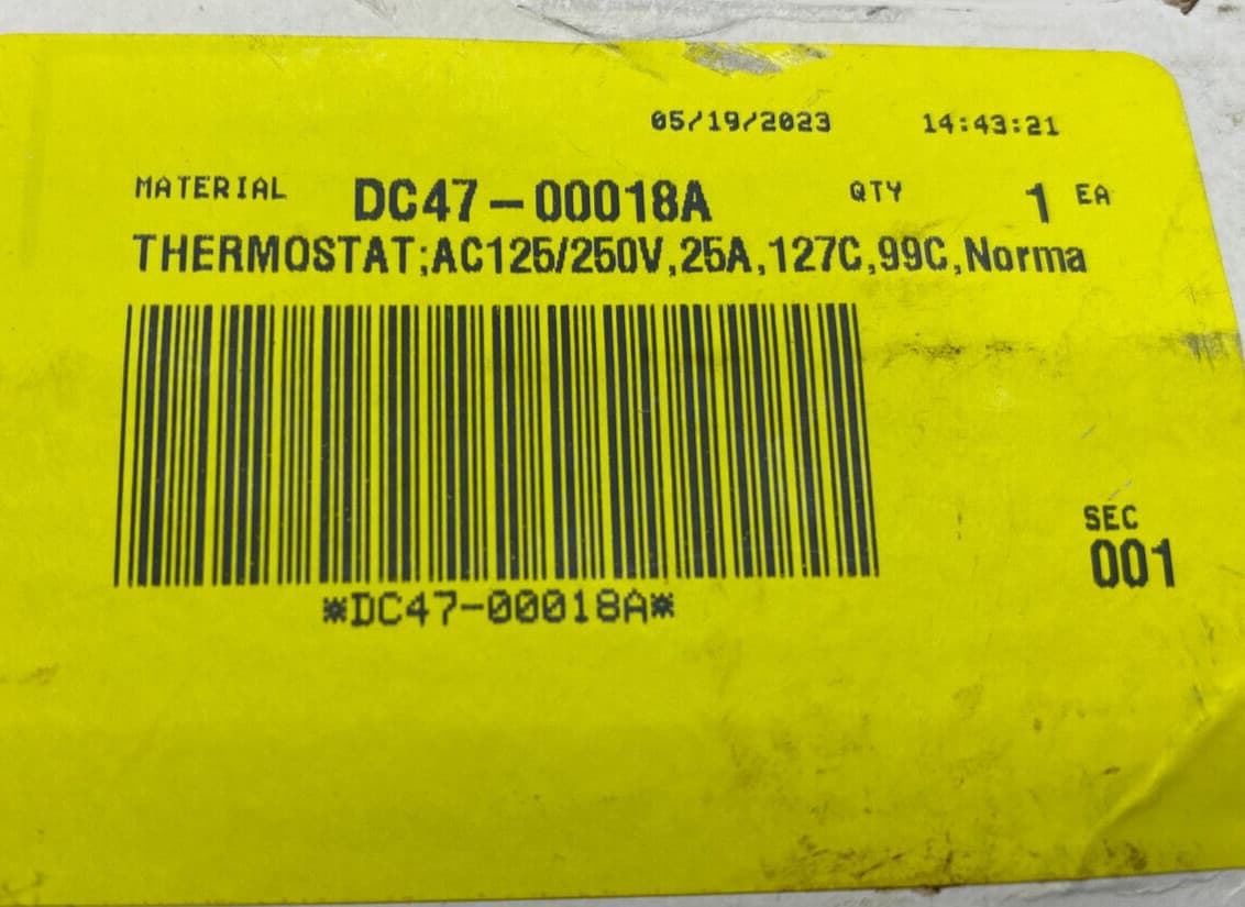 New Genuine OEM Samsung  Dryer High-Limit Thermostat DC47-00018A — thumbnail 4
