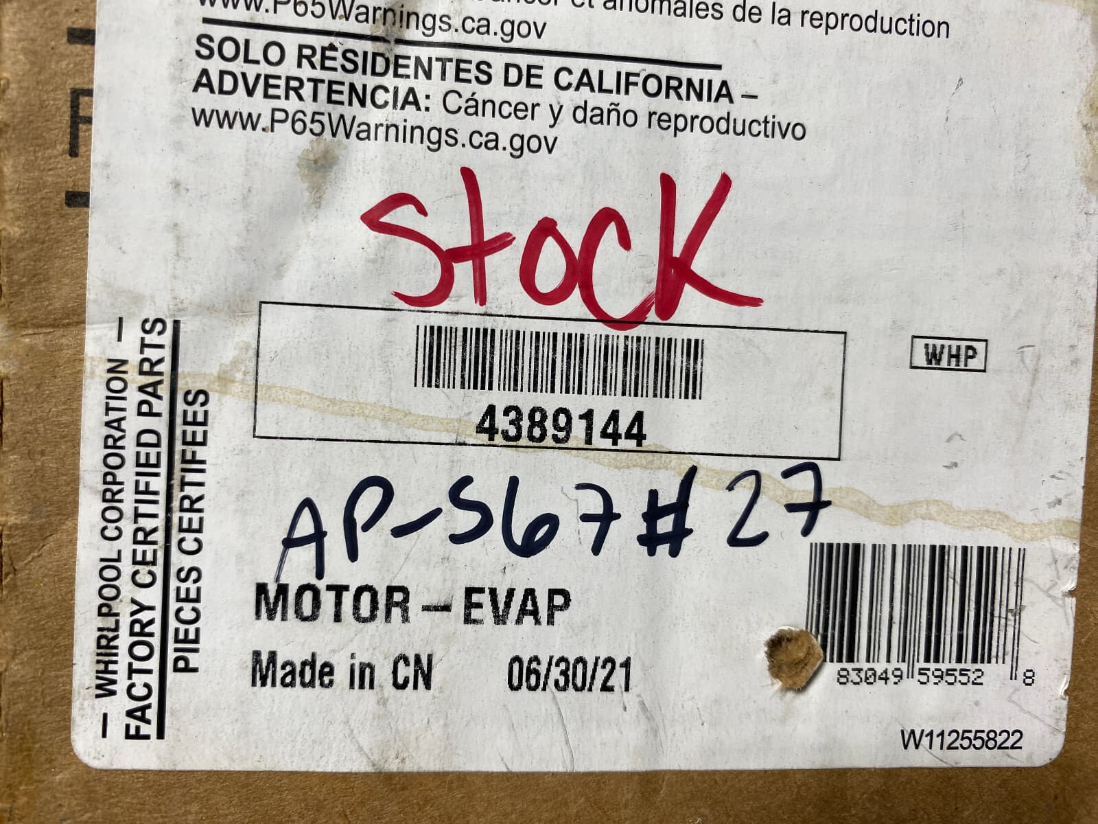 New Genuine OEM Whirlpool Refrigerator Evaporator Fan Motor 4389144 — thumbnail 4