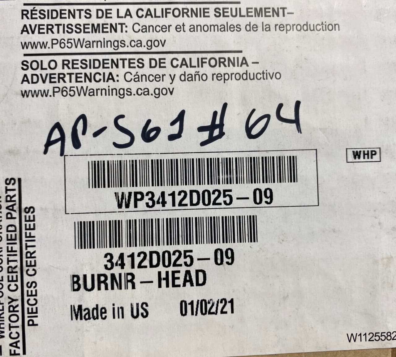 New Genuine OEM Whirlpool Gas Range Burnr-Head WP3412D025-09 — thumbnail 8