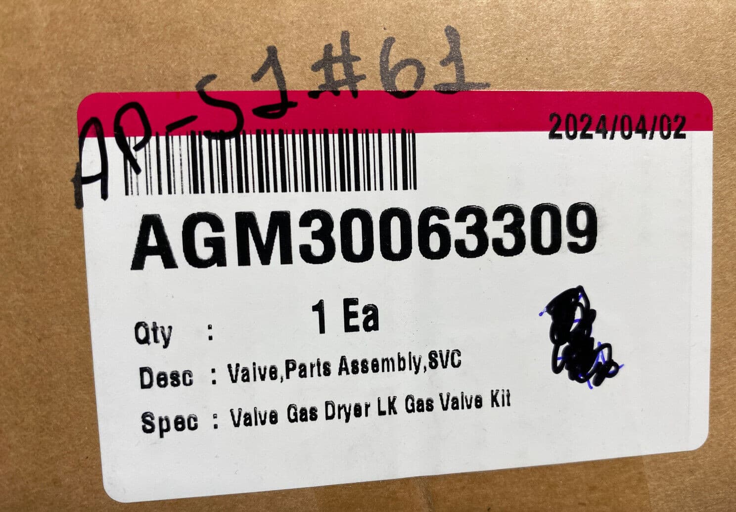 New Genuine OEM LG Dryer Gas Valve Assembly DLGX4501B/00  AGM30063309 — thumbnail 5
