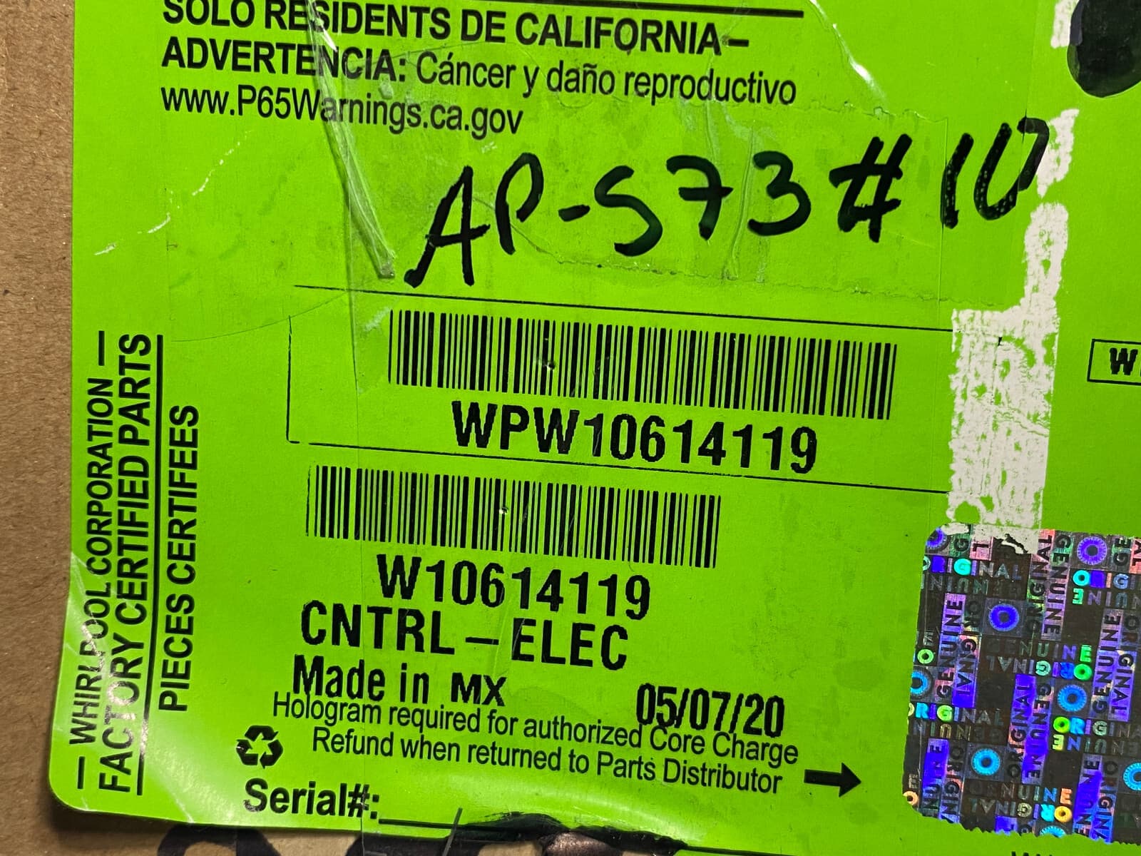 New Genuine OEM Whirlpool Electronic Control Board WPW10614119 W10614119 — thumbnail 6
