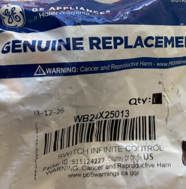 WB24X25013  OEM GE Oven Range Surface Element Switch New Genuine — thumbnail 3