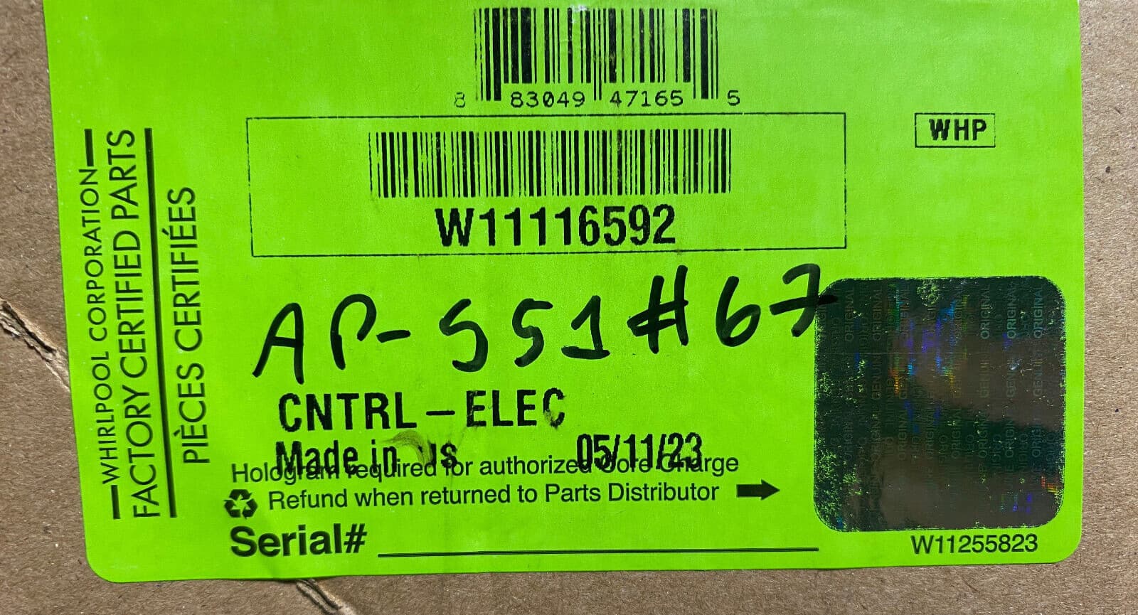 NEW Genuine OEM Whirlpool Washer Main Control Board W11116592 — thumbnail 5