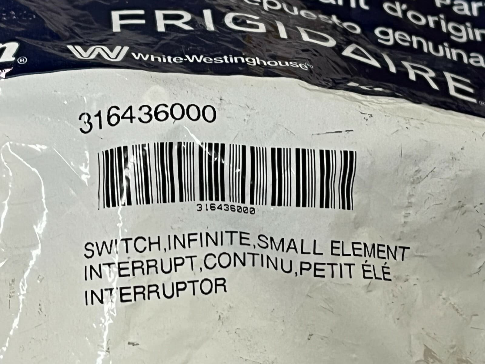 316436000 OEM Frigidaire Range Small Surface Element Switch New Genuine — thumbnail 2