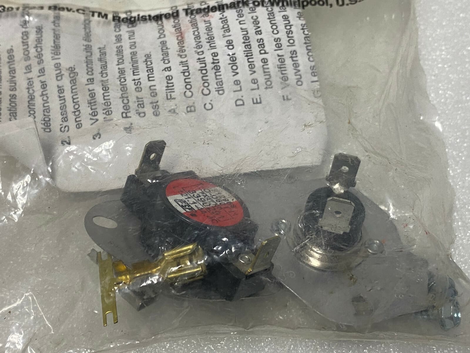 279816  OEM Whirlpool  Dryer Thermal Fuse & Thermostat Kit NEW Genuine — thumbnail 2