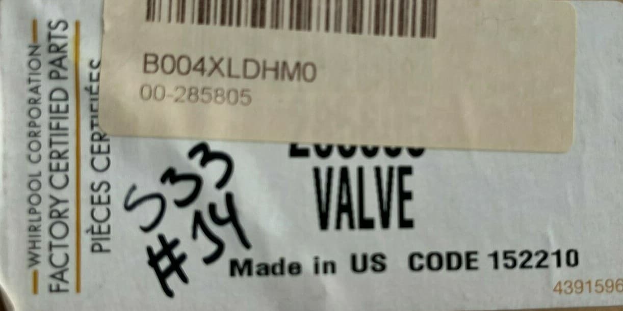 New Genuine  OEM Whirlpool Washer Water Inlet Valve 285805 — thumbnail 15