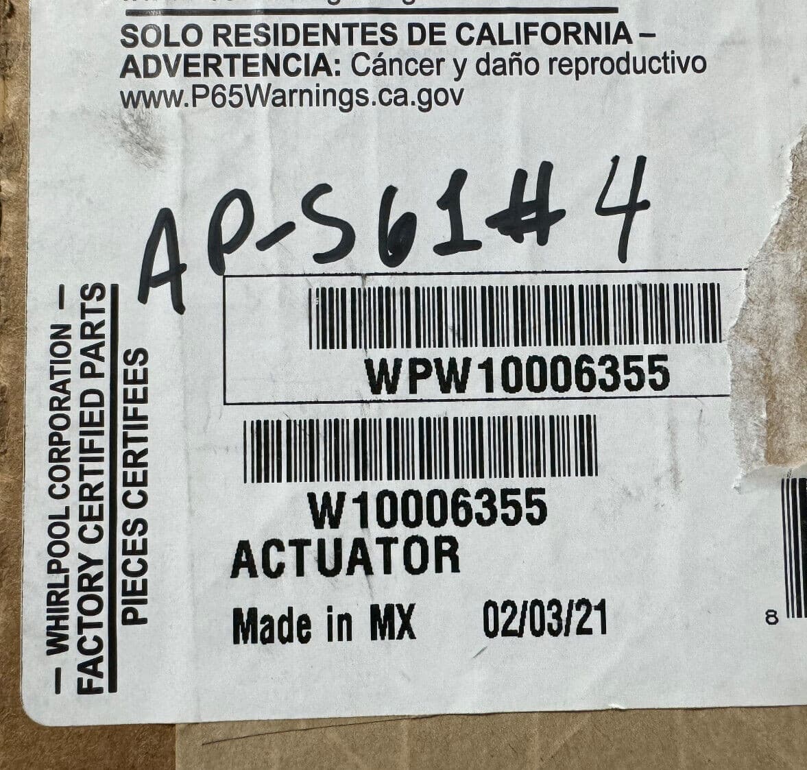 W10006355 WPW10006355 OEM  Whirlpool Washer Actuator NEW Genuine — thumbnail 16