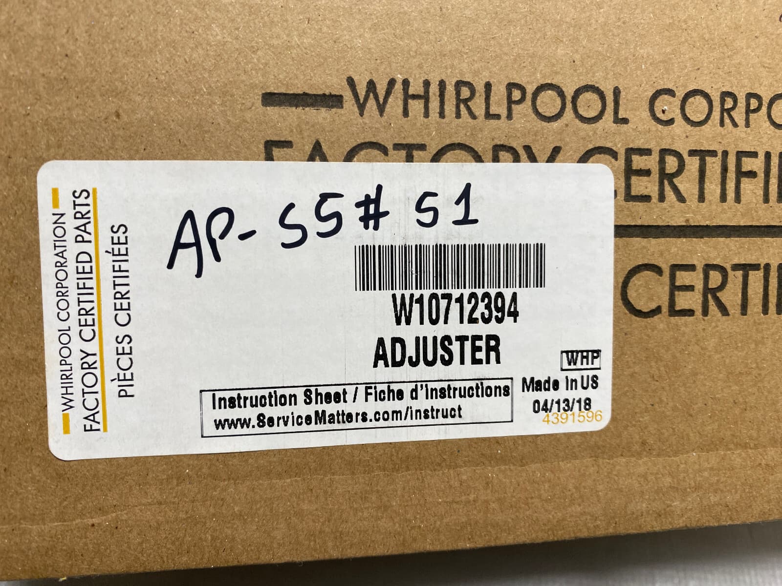 W10712394  NEW Genuine OEM Whirlpool Dishwasher Adjuster Kit — thumbnail 7