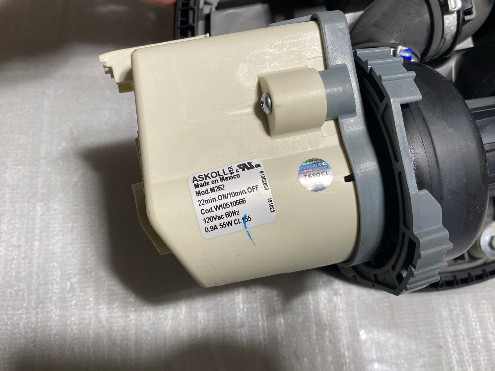 New Genuine OEM Whilpool Dishwasher Pump and Motor Assembly WPW10482480 — thumbnail 2