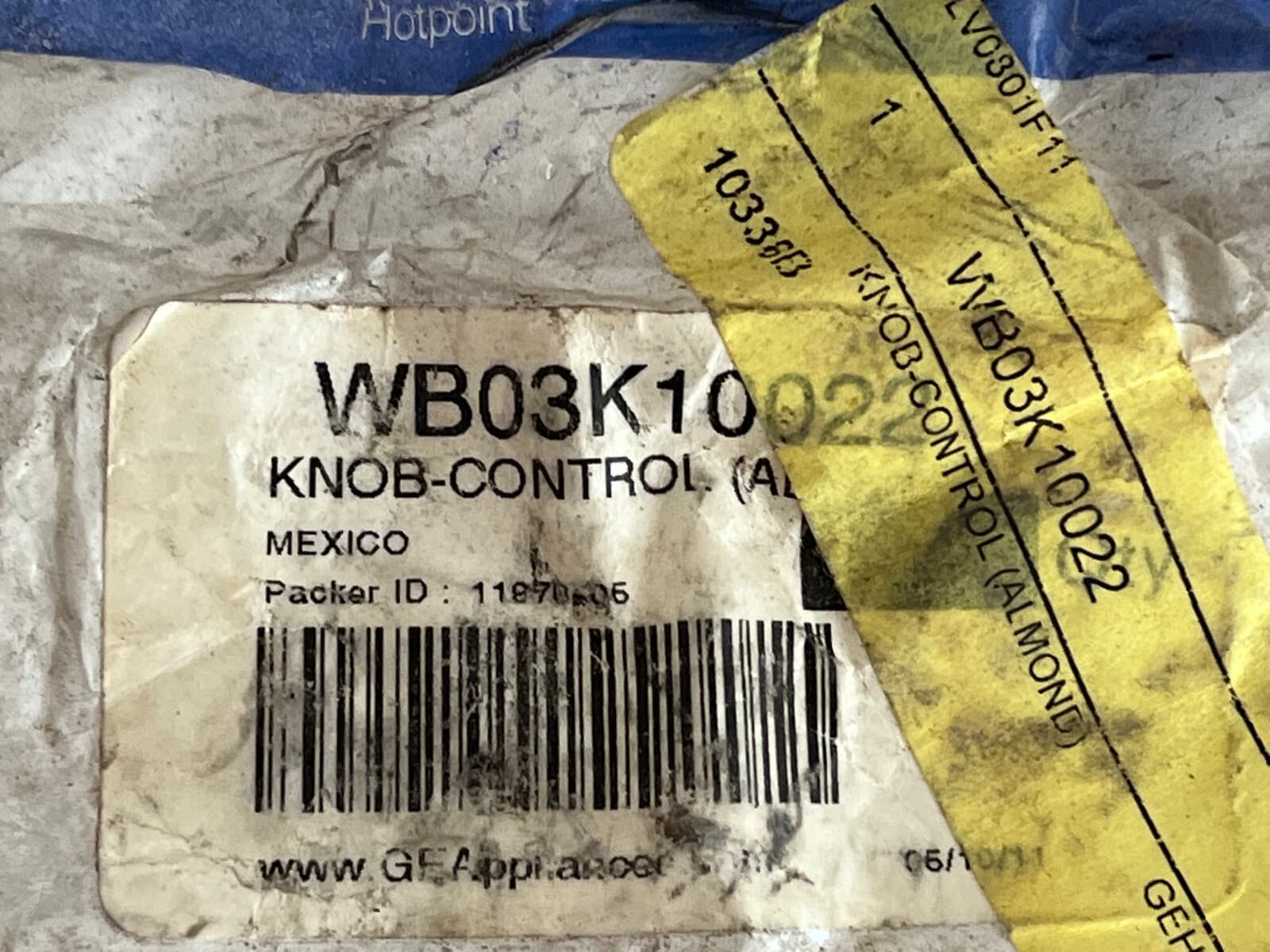 New Genuine GE Range Oven Knob  White WB03K10022 — thumbnail 3