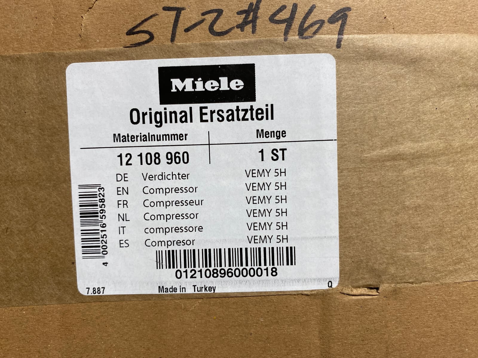 12108960 12 108 960 OEM Miele Refrigerator Compressor Kit VEMY 5H  New Genuine — thumbnail 4