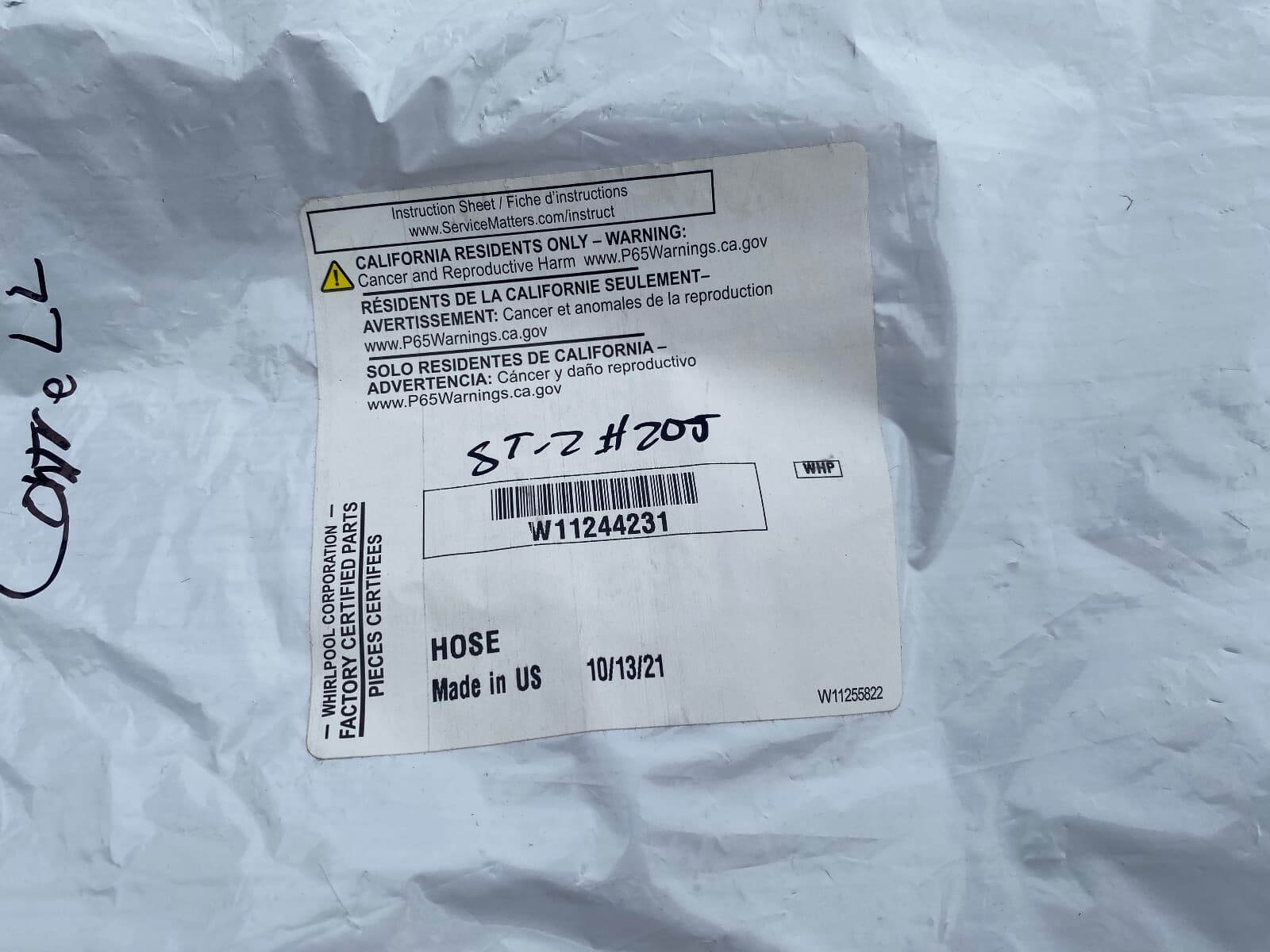 New Genuine OEM Whirlpool Washer Drain Hose W11244231 — thumbnail 5