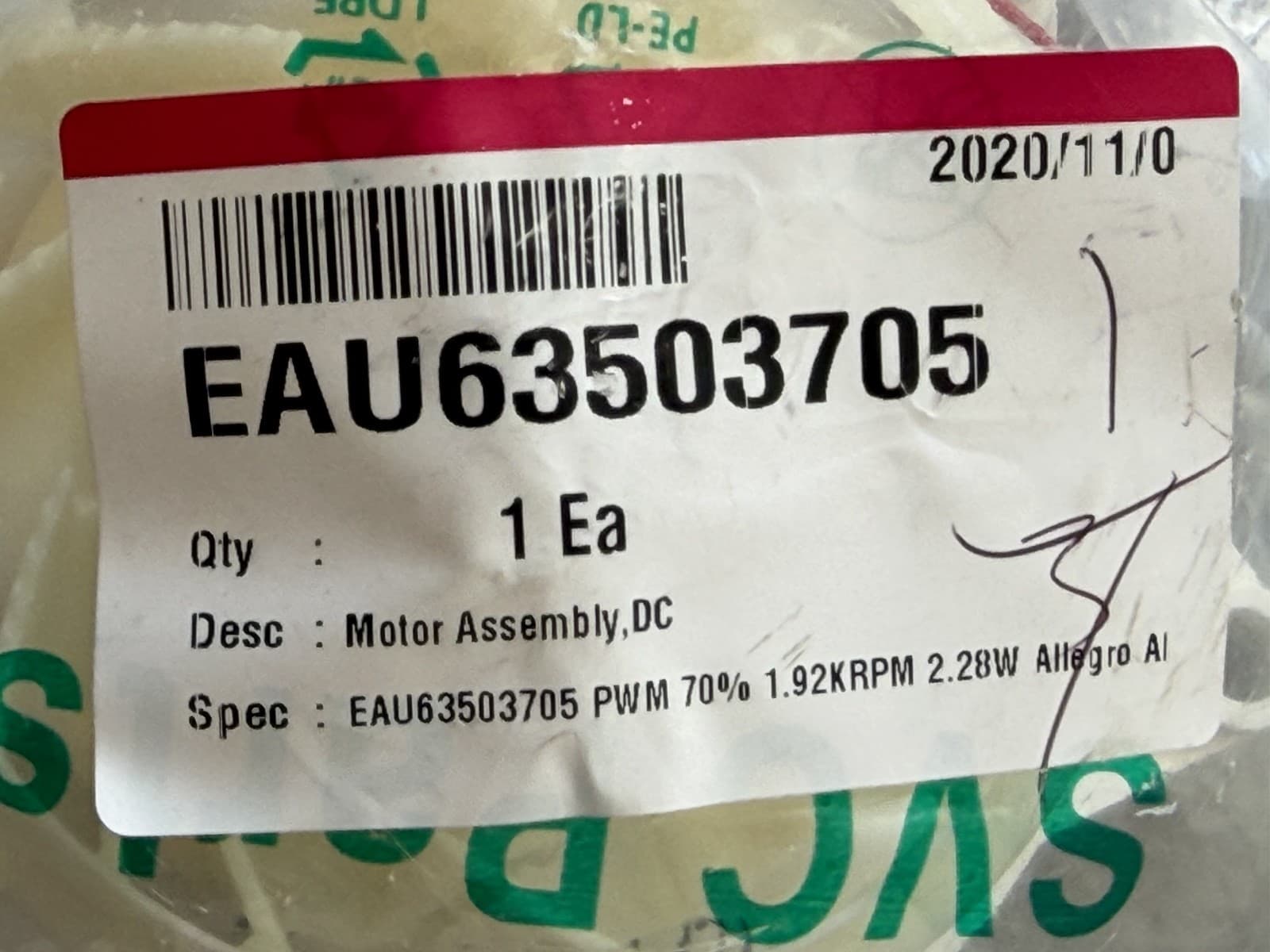 EAU63503705 OEM LG  Refrigerator Fan Motor Assembly New Genuine — thumbnail 4