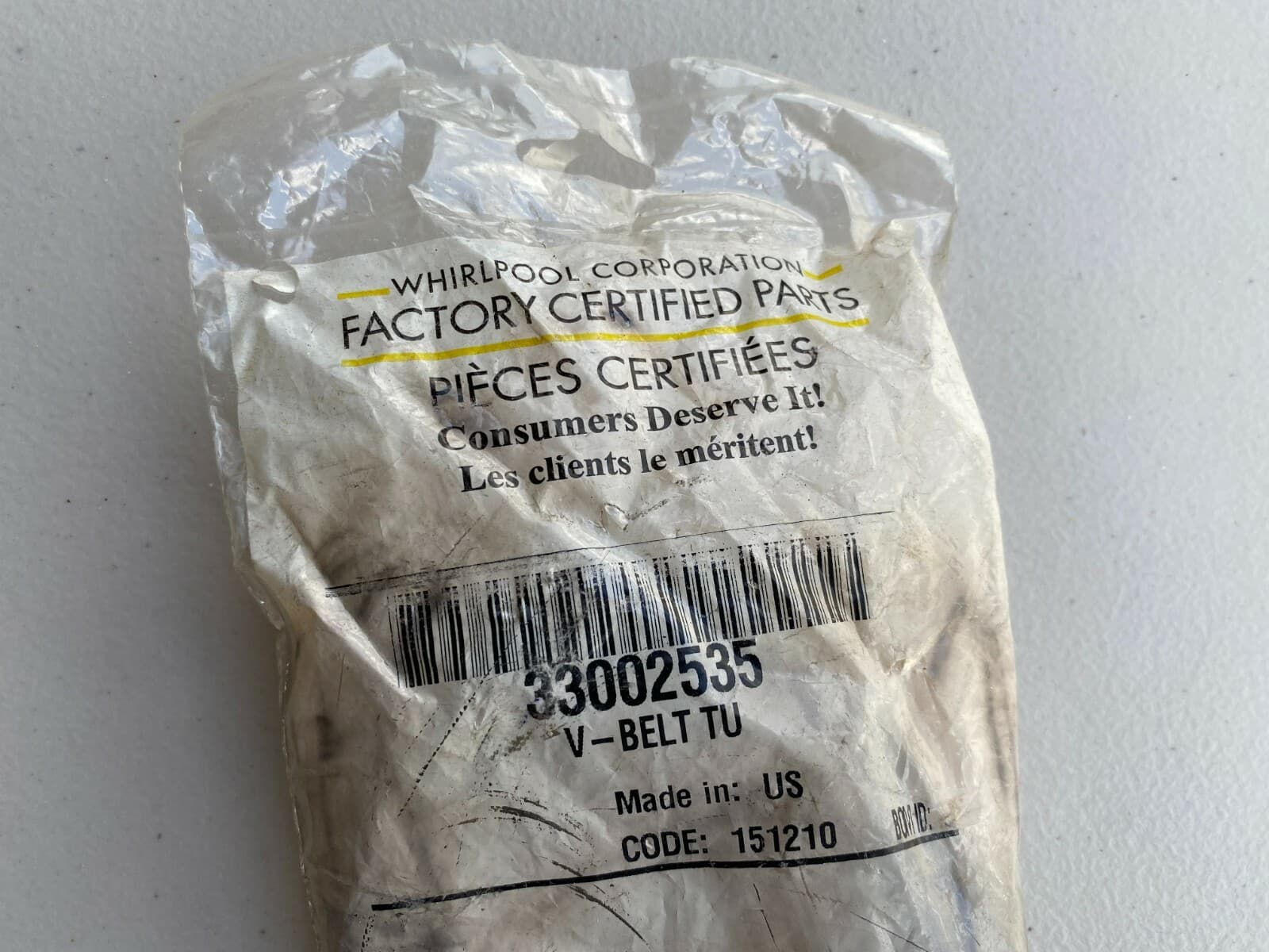 Genuine OEM Whirlpool Dryer Drum Belt 33002535 — thumbnail 4