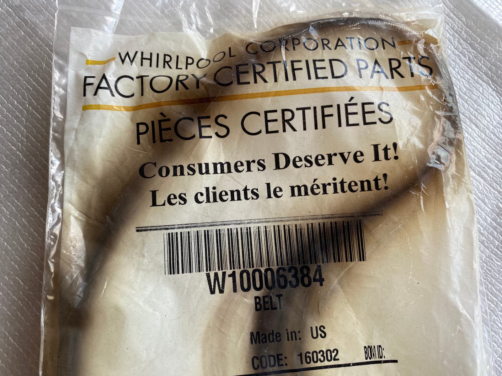 New Whirlpool  Drive Belt W10006384 — thumbnail 4