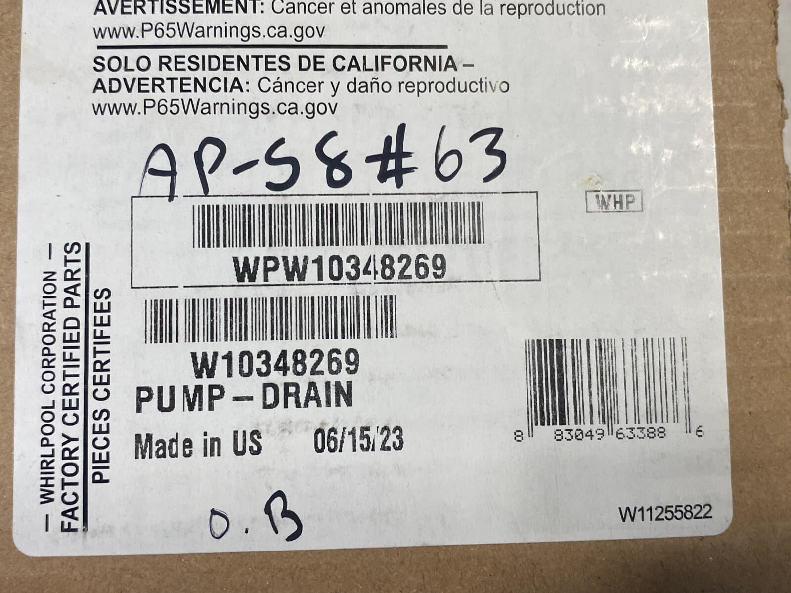 Genuine  OEM Whirlpool  Dishwasher Pump W10348269 — thumbnail 5