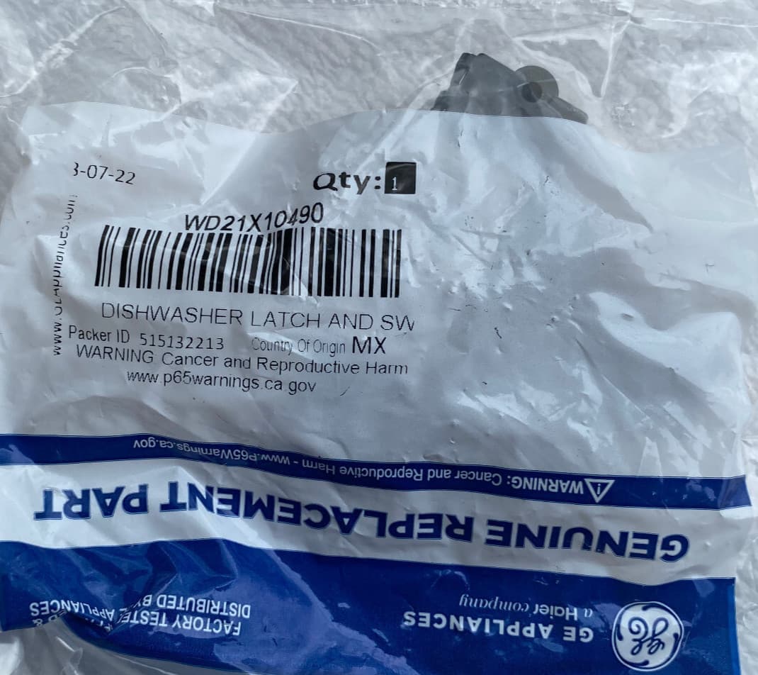 New Genuine OEM GE Dishwasher Door Latch ADT521PGF0BS WD21X10490 — thumbnail 3