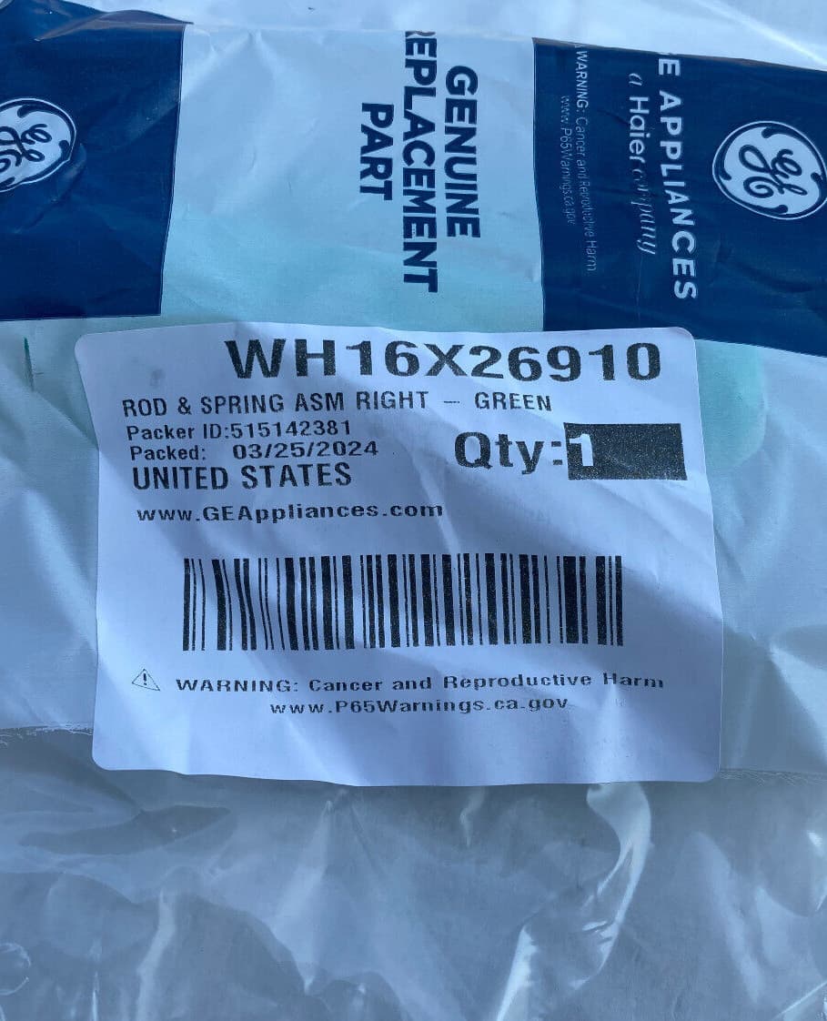 New Genuine OEM GE  Washer Rod and Spring (2 Pack) WH16X26910 — thumbnail 2