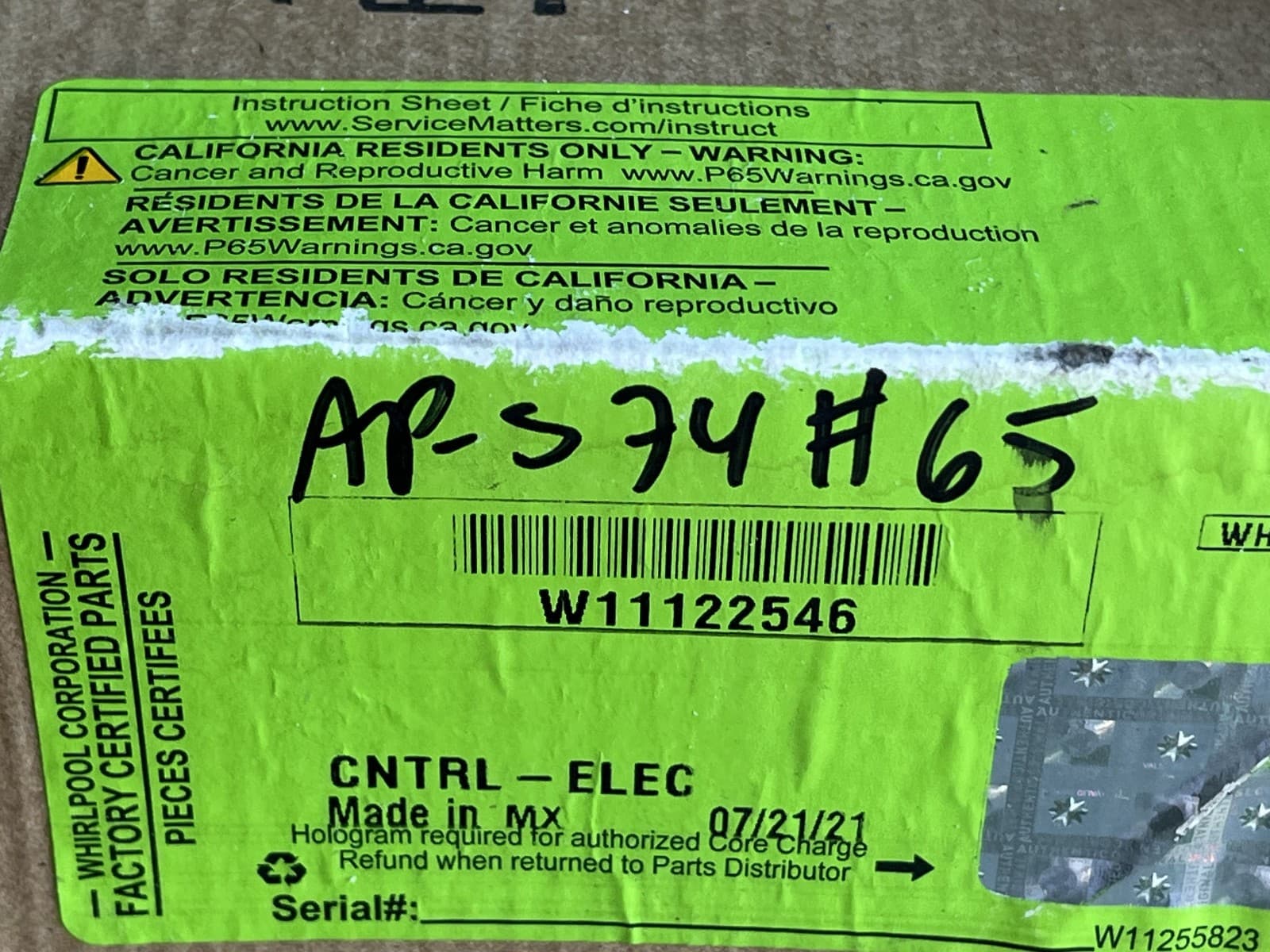 W11122546 OEM Whirlpool Range Control Board with Overlay (White) New Genuine — thumbnail 6