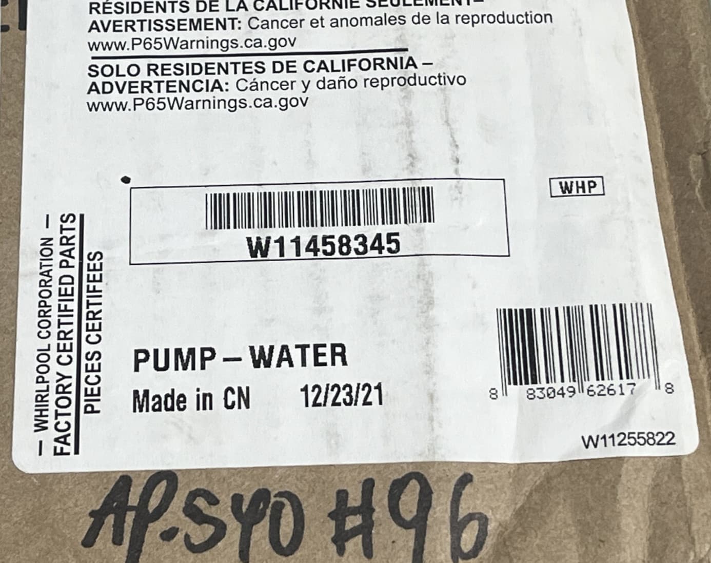 New Genuine OEM Whirlpool Water Drain Pump Assembly W11458345 — thumbnail 9