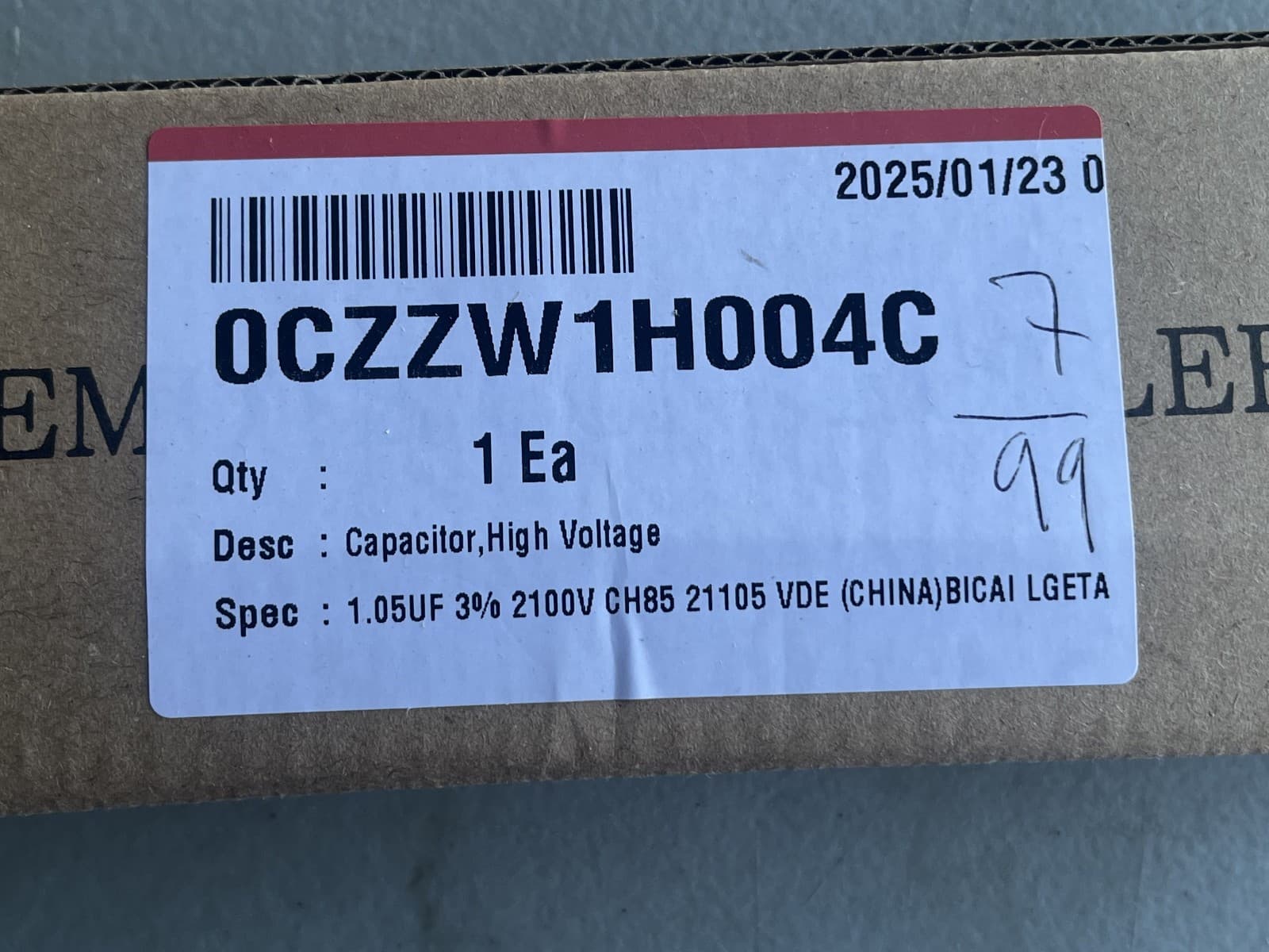 New Genuine LG Microwave Capacitor High Voltage OCZZW1H004C — thumbnail 4