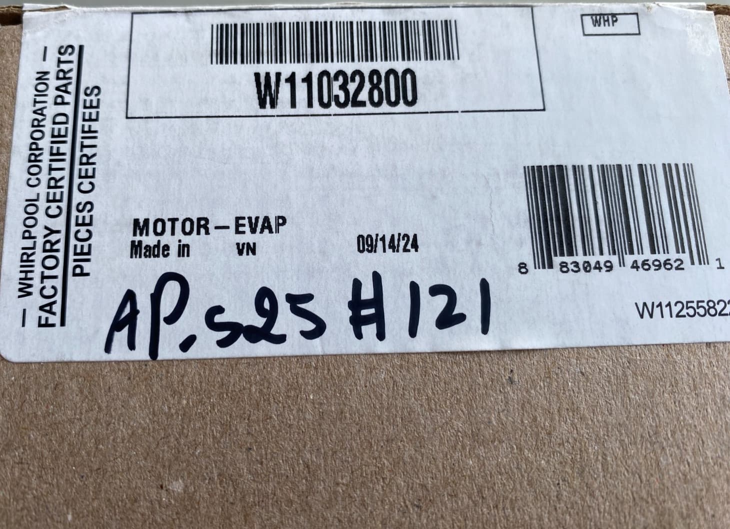 W11032800 OEM  Whirlpool Freezer Evaporator Fan Motor NEW Genuine — thumbnail 4