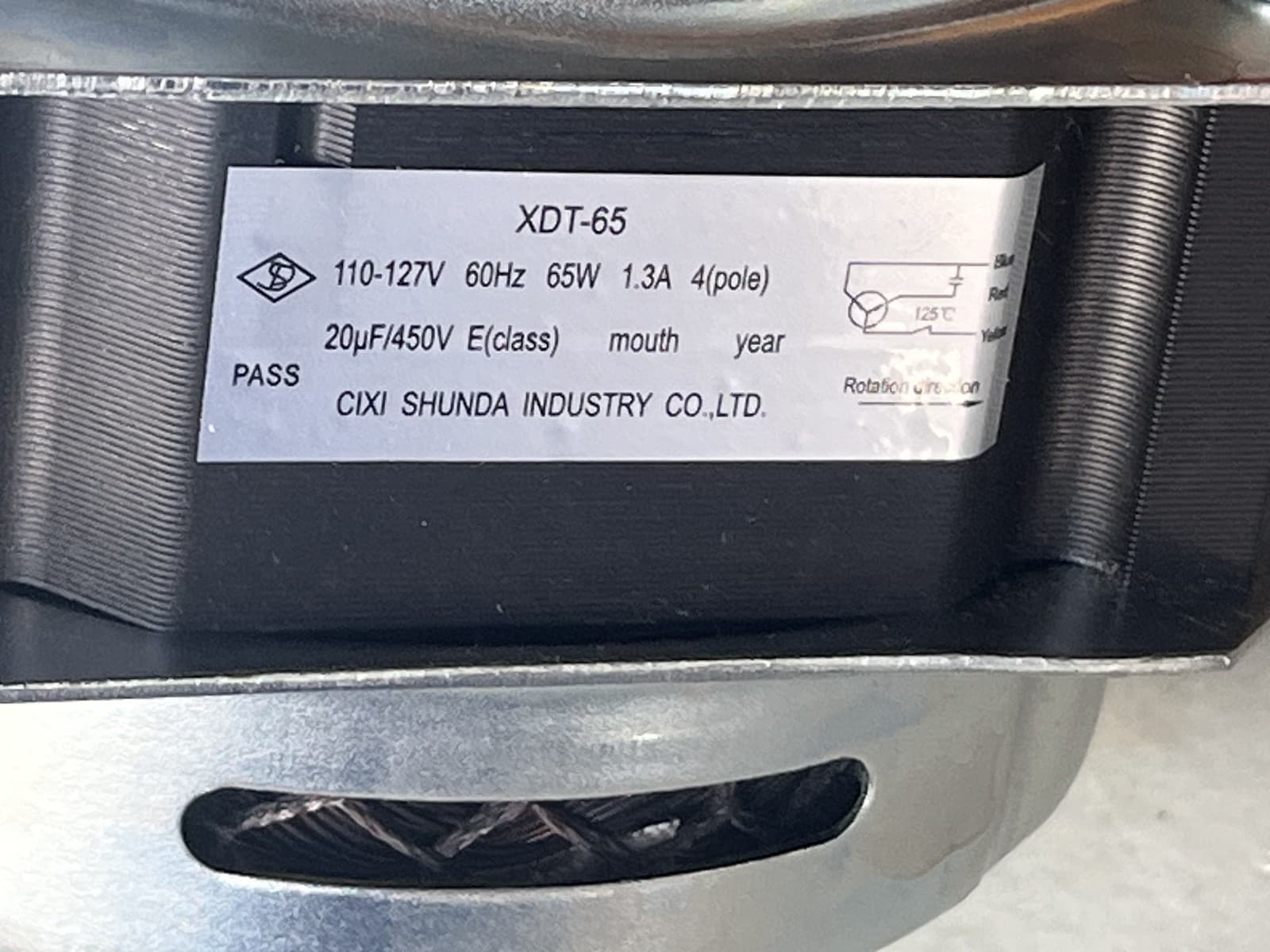 XDT-65 Magic Chef Dryer Motor, 110-127V, 60HZ, 65W, 1.3A New Genuine — thumbnail 3