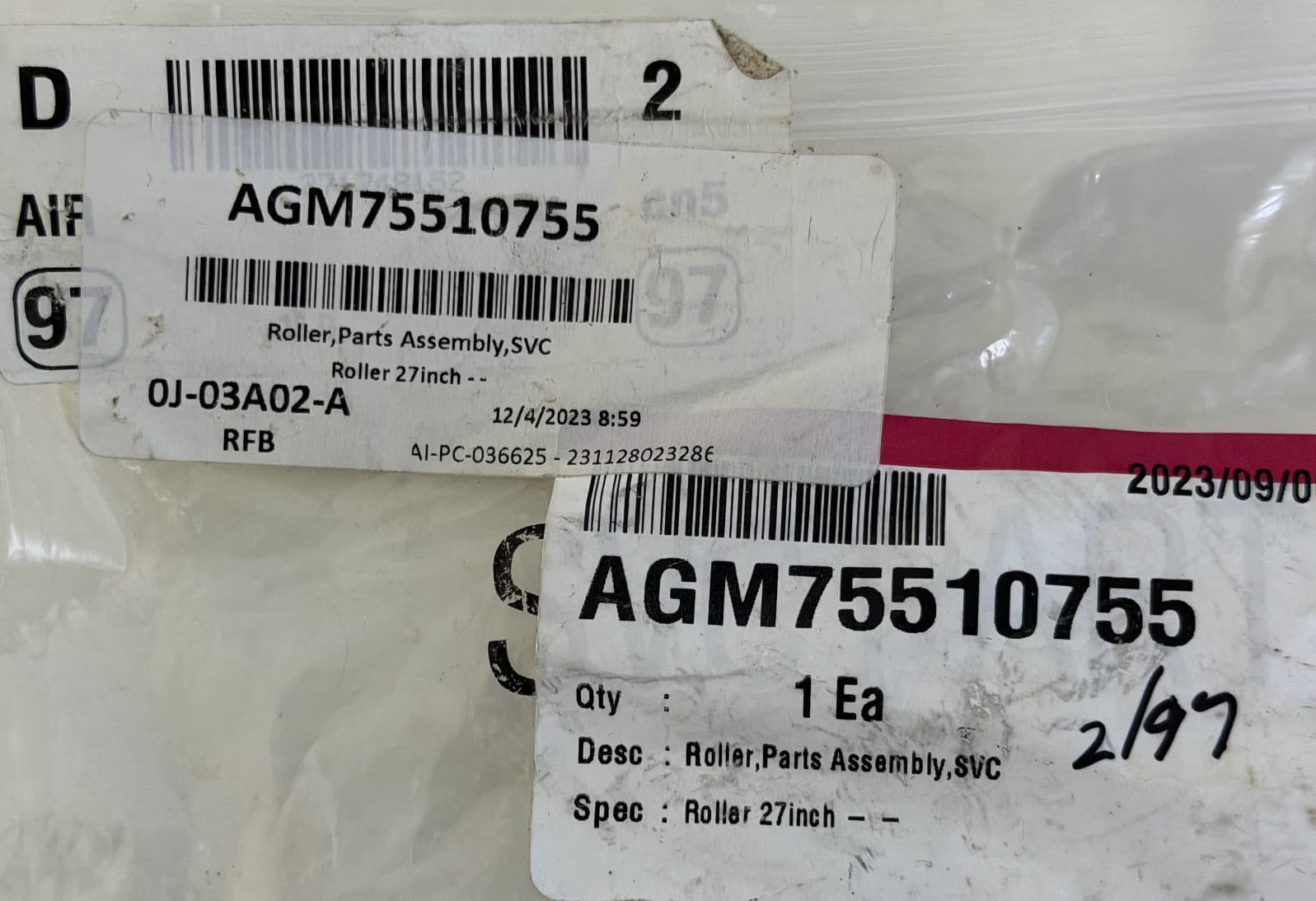 AGM75510755  OEM LG Dryer Drum Roller Kit (Set of 2)  New Genuine — thumbnail 2