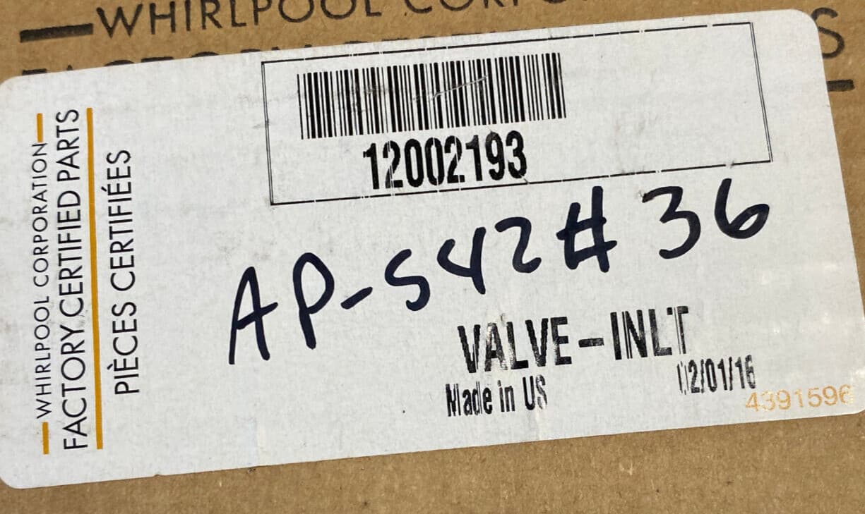 New Genuine OEM Whirlpool Refrigerator Water Inlet Valve 12002193 — thumbnail 5