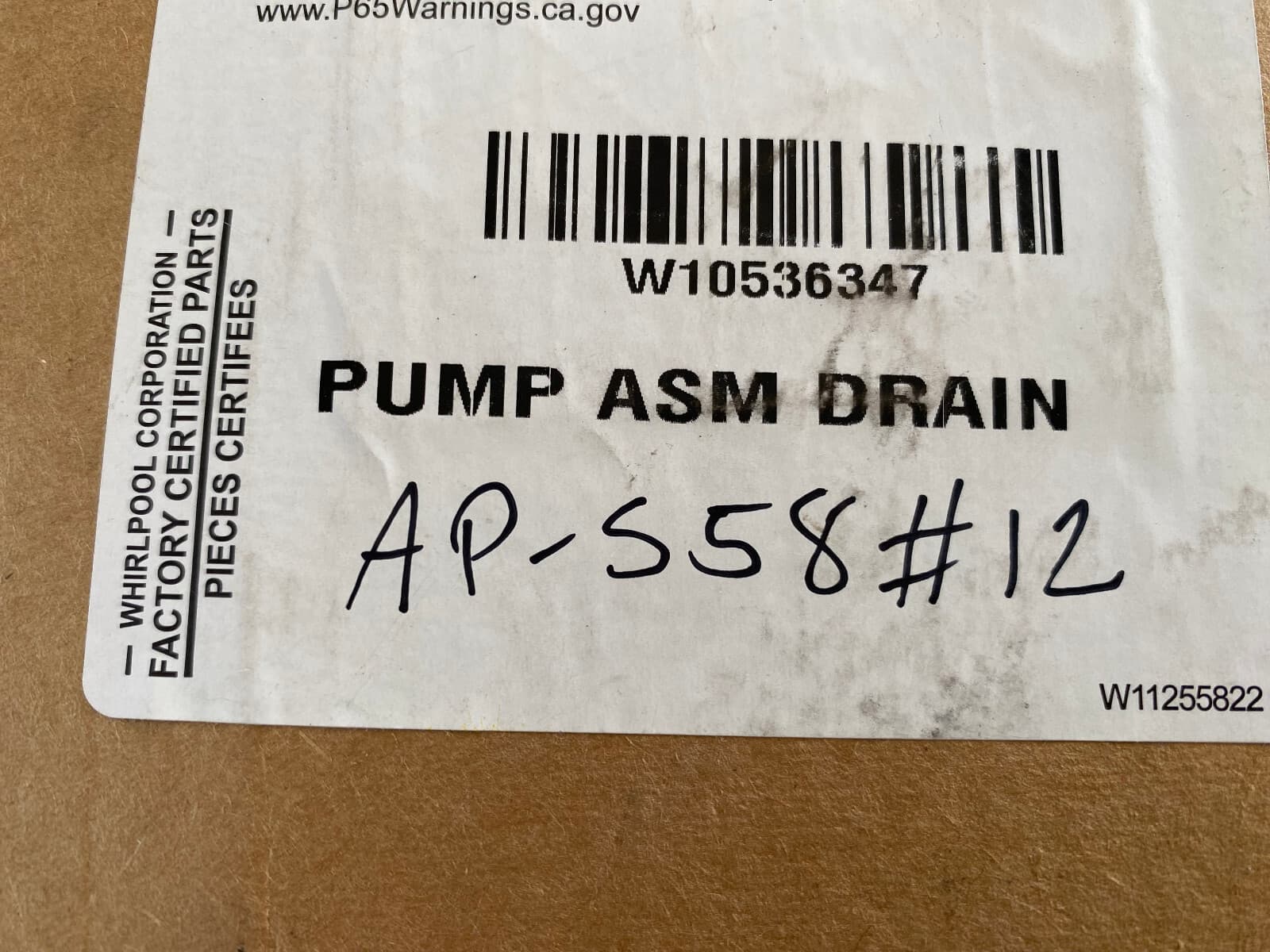 W10536347 Whirlpool OEM Washer Drain Pump Kit NEW Genuine — thumbnail 18