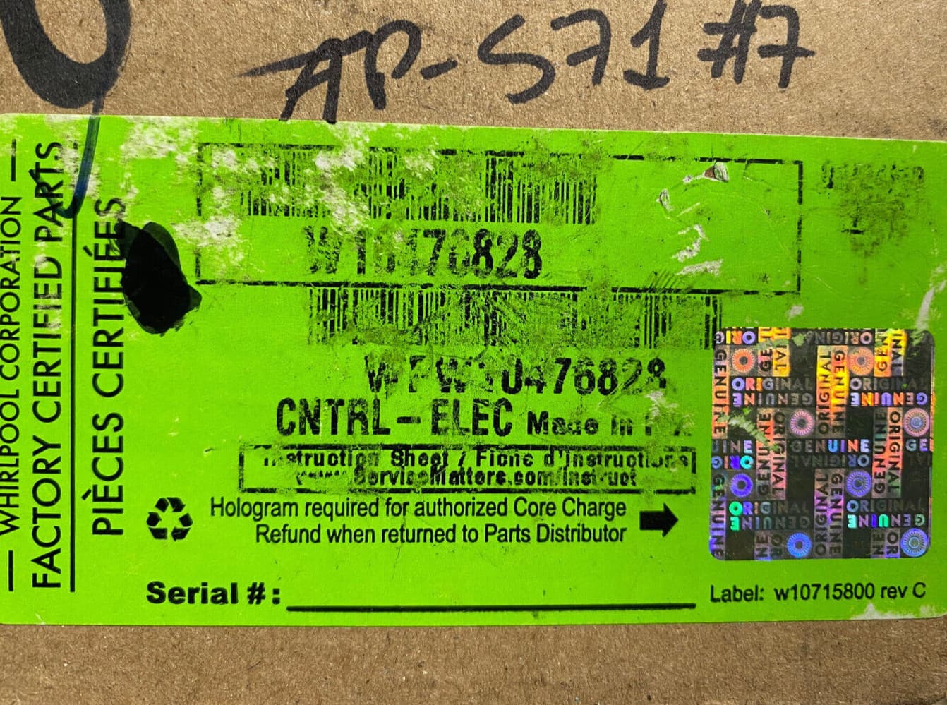 New Genuine OEM Whirlpool Dryer Control Board W10476828 — thumbnail 3
