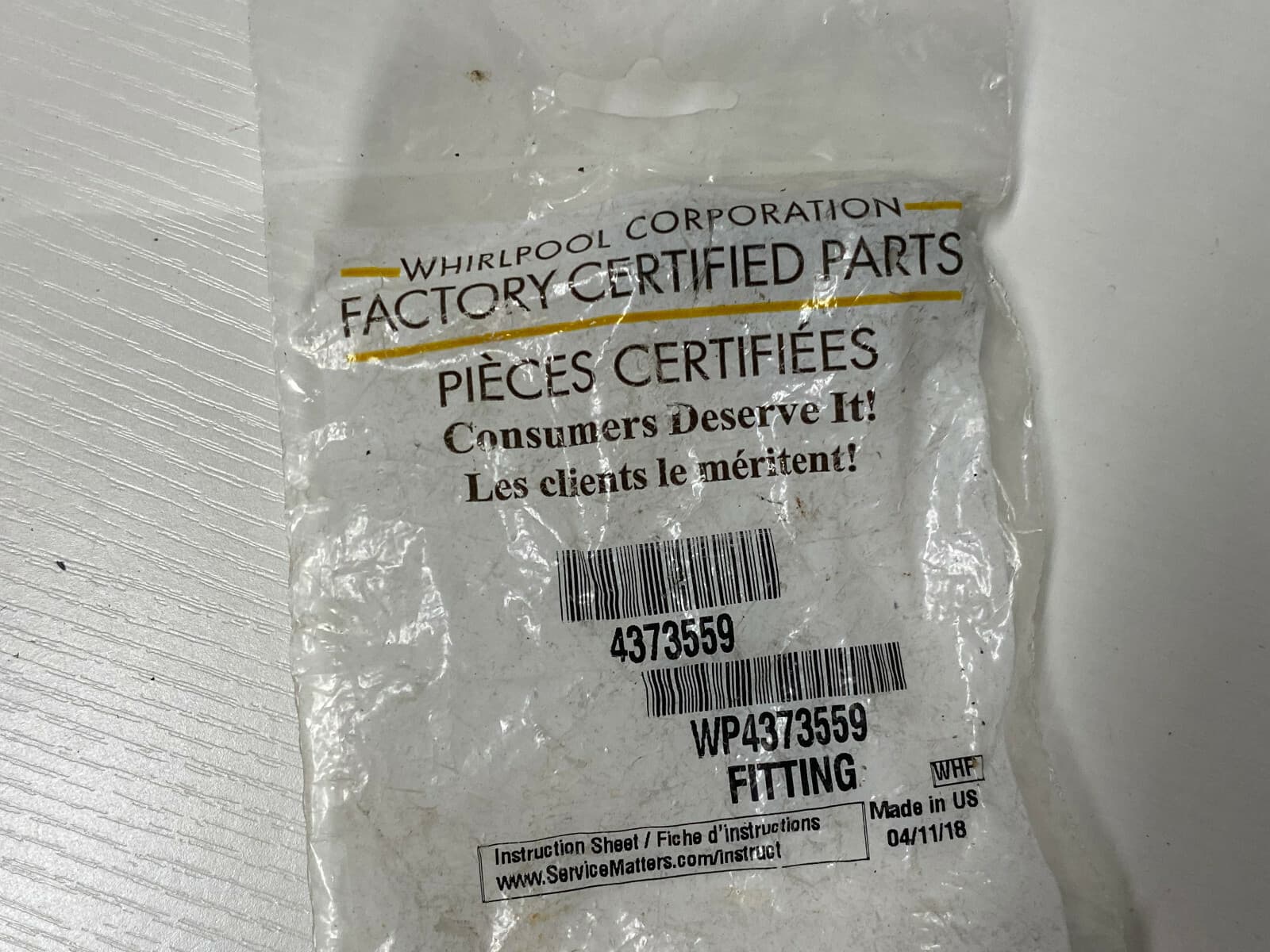 Genuine OEM Whirlpool Water Dispenser Hose Connector WP4373559 — thumbnail 6
