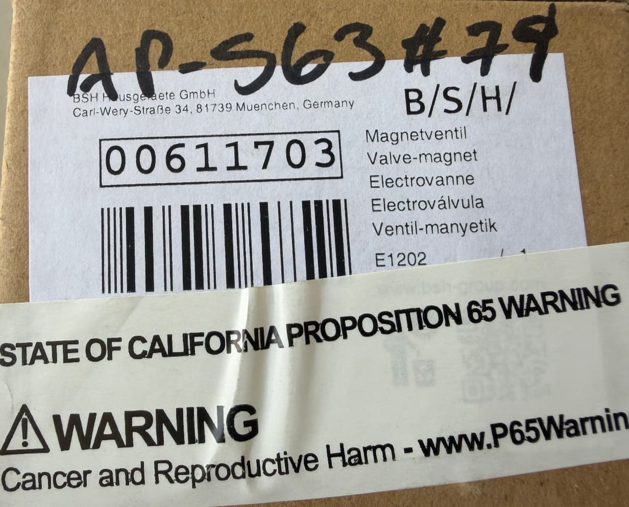 00611703 Bosch  Washer Water Inlet Valve  New Genuine OEM — thumbnail 4