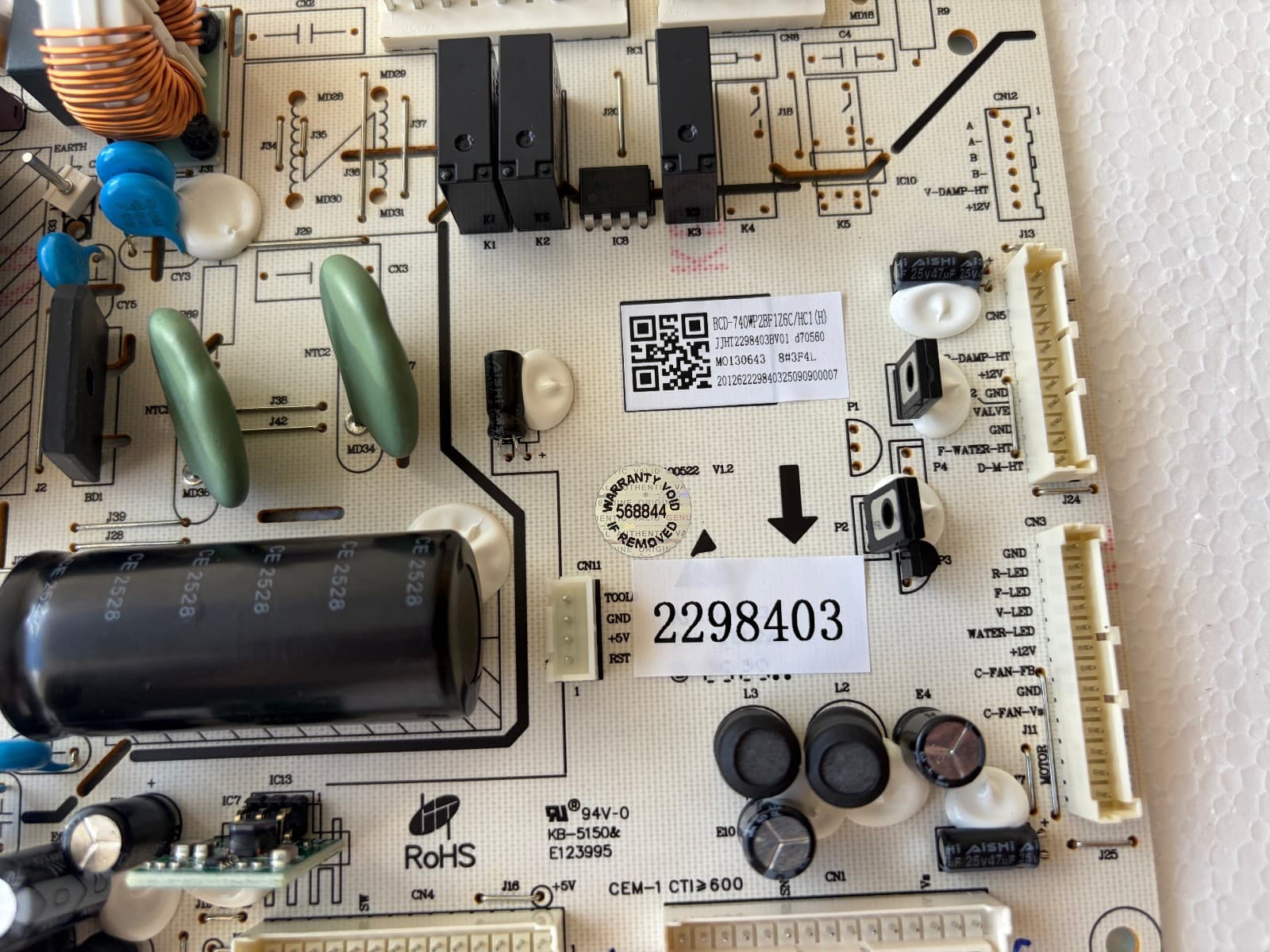 K2298403 OEM Hisense Refrigerator Main Control Board HRF266N6CSE New Genuine — thumbnail 2