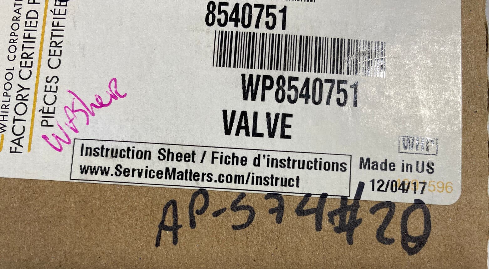 New Genuine OEM Whirlpool Washer Water Inlet Valve WP8540751 — thumbnail 4