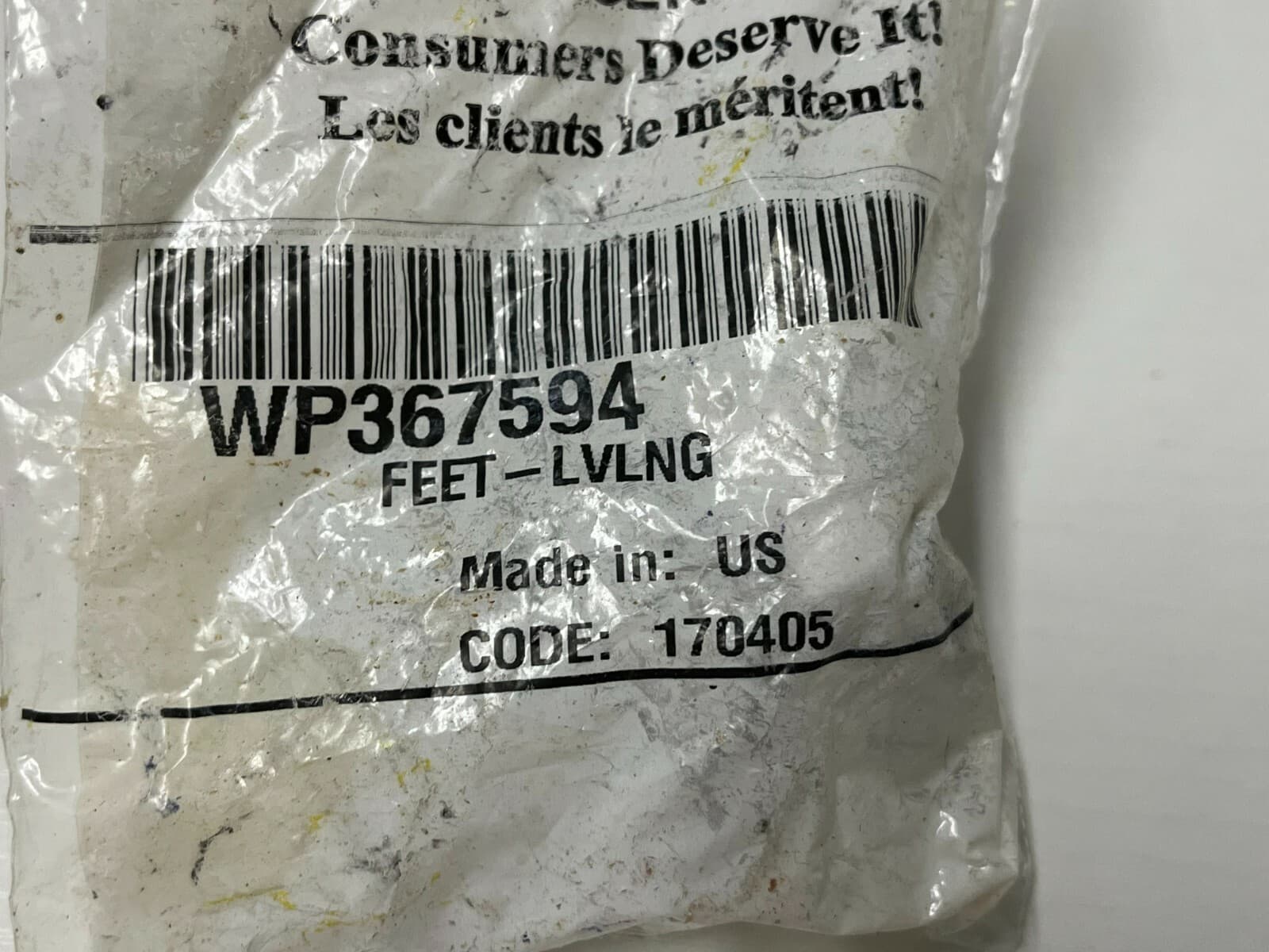 NEW Genuine OEM Whirlpool Washer Front Feet WP367594 — thumbnail 5