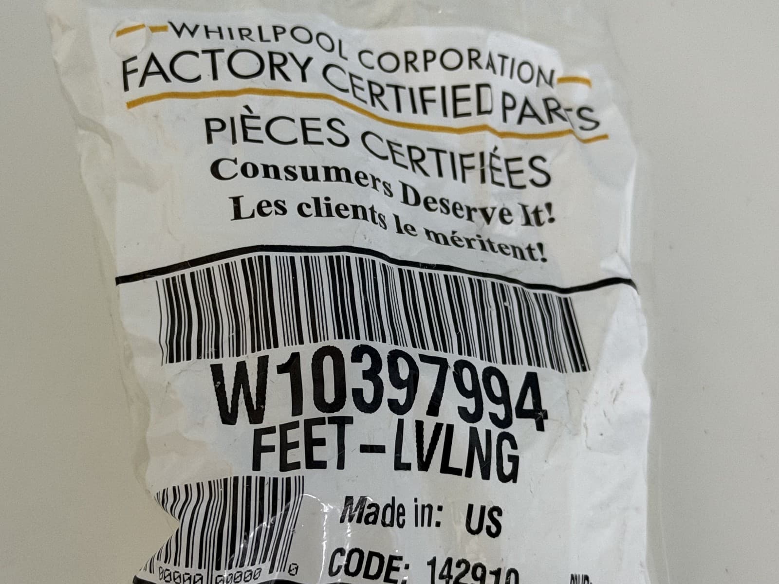 W10397994 Whirlpool Washer Leveling Leg  ( 2 PACK) OEM New Genuine — thumbnail 4