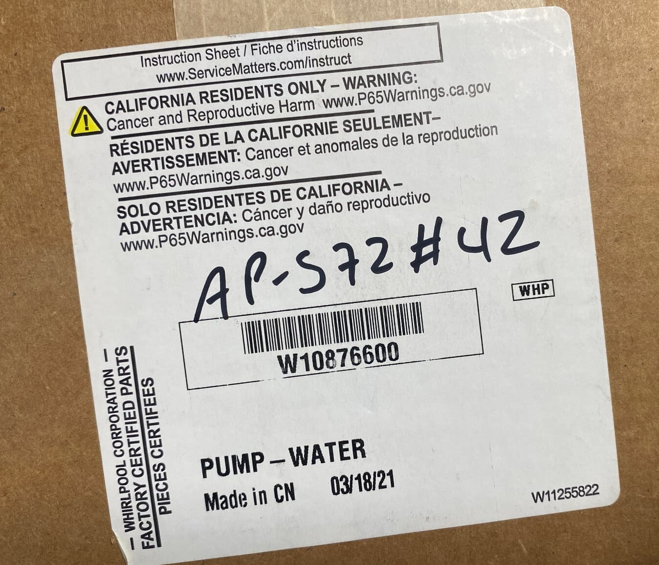 New Genuine OEM Whirlpool Washer Pump-Water W10876600 — thumbnail 24