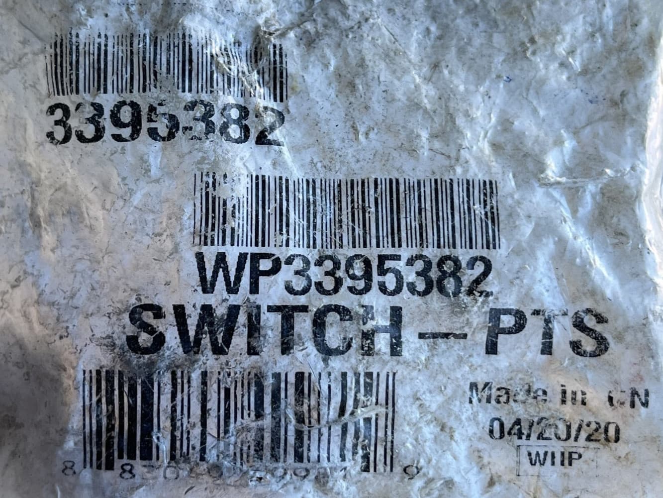 WP3395382 Whirlpool Dryer Push To Start Switch New Genuine — thumbnail 3