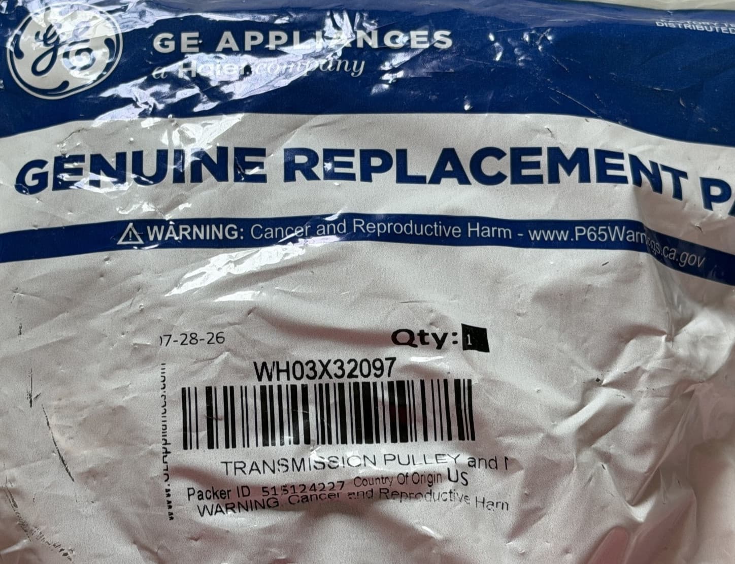 WH03X32097 Washer Transmission Pulley And Nut OEM New Genuine — thumbnail 4