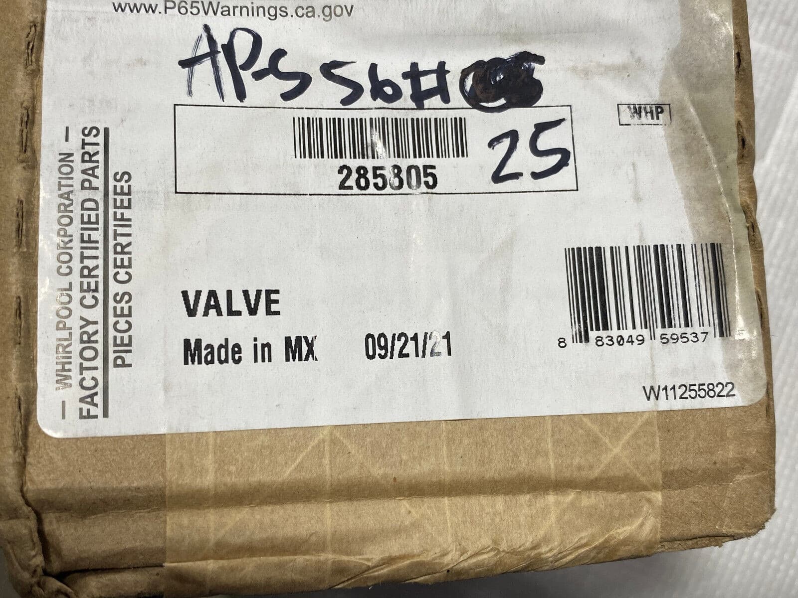 New Genuine  OEM Whirlpool Washer Water Inlet Valve 285805 — thumbnail 17