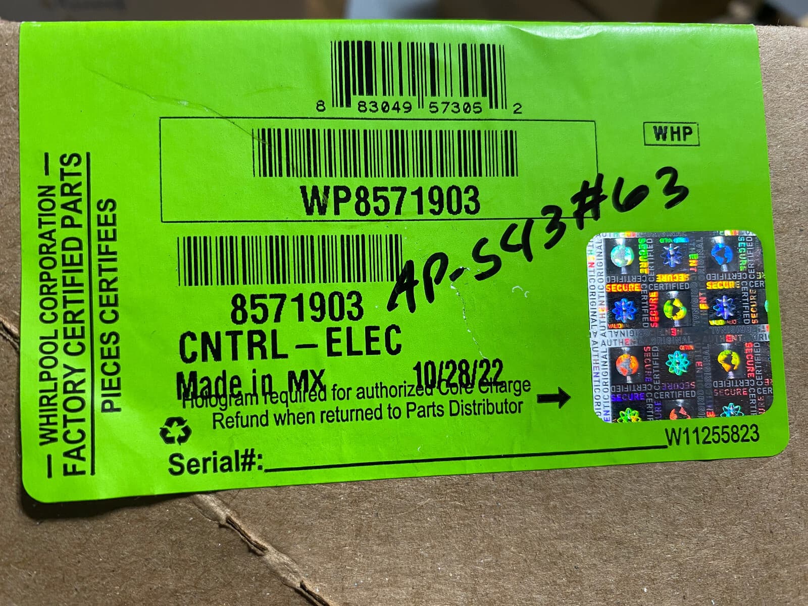 New Genuine OEM Whirlpool Washer User Interface WFW8300SW0  WP8571903 — thumbnail 6