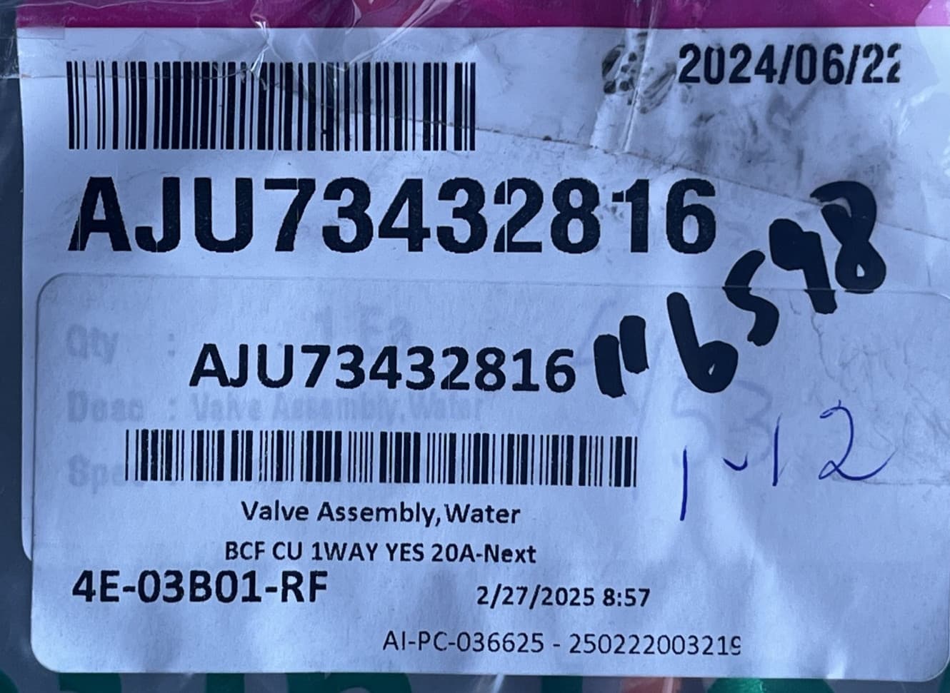 New Genuine OEM LG Refrigerator  Water Valve Assembly LRMVS3006S/00 AJU73432816 — thumbnail 4