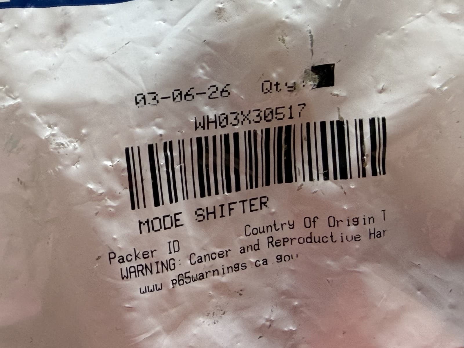 WH03X30517 GE Washer Shift Actuator OEM New Genuine — thumbnail 3
